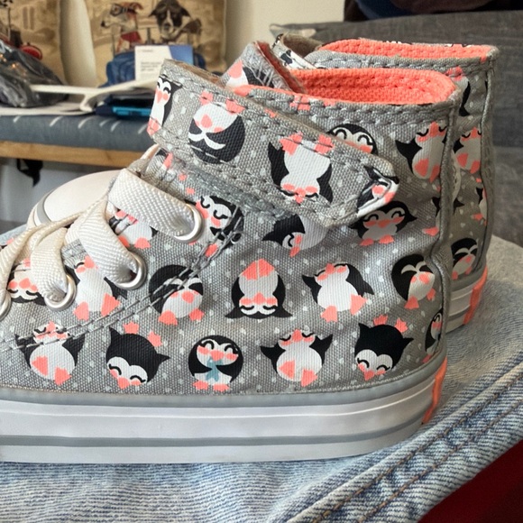 Converse Kids' Gray and Orange High-Top Sneakers Toddler Infant Baby Size 7 Owls - Picture 3 of 7